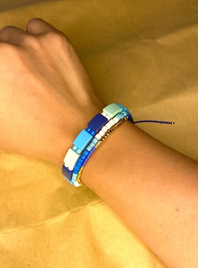 小众饰品秋冬冷淡风冷色合金烤漆搪瓷套转手串个性原创叠戴小手链