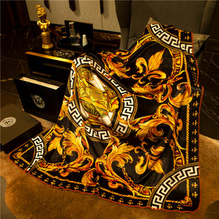 欧式奢华复古宫廷风锦狐绒单双人午睡毛毯盖毯沙发样板房别墅装饰