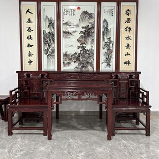 徽派八仙桌中堂六件套四件套酸枝木花黎木红木实木中式柜子平条案