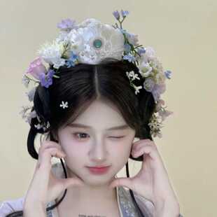 汉服配饰发冠仙气宋制3D打印头饰簪花头冠古风写真墨雨云间发饰女