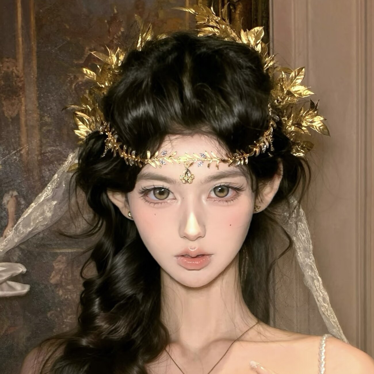 2026新款巴洛克希腊女神异域风情发饰金色叶子发箍皇冠民族风头饰