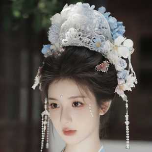 汉服配饰发冠仙气宋制3D打印头饰簪花头冠古风写真墨雨云间发饰女