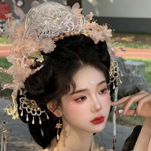 新款汉服配饰发冠宋制3D打印头饰簪花头冠古风写真墨雨云间发饰女