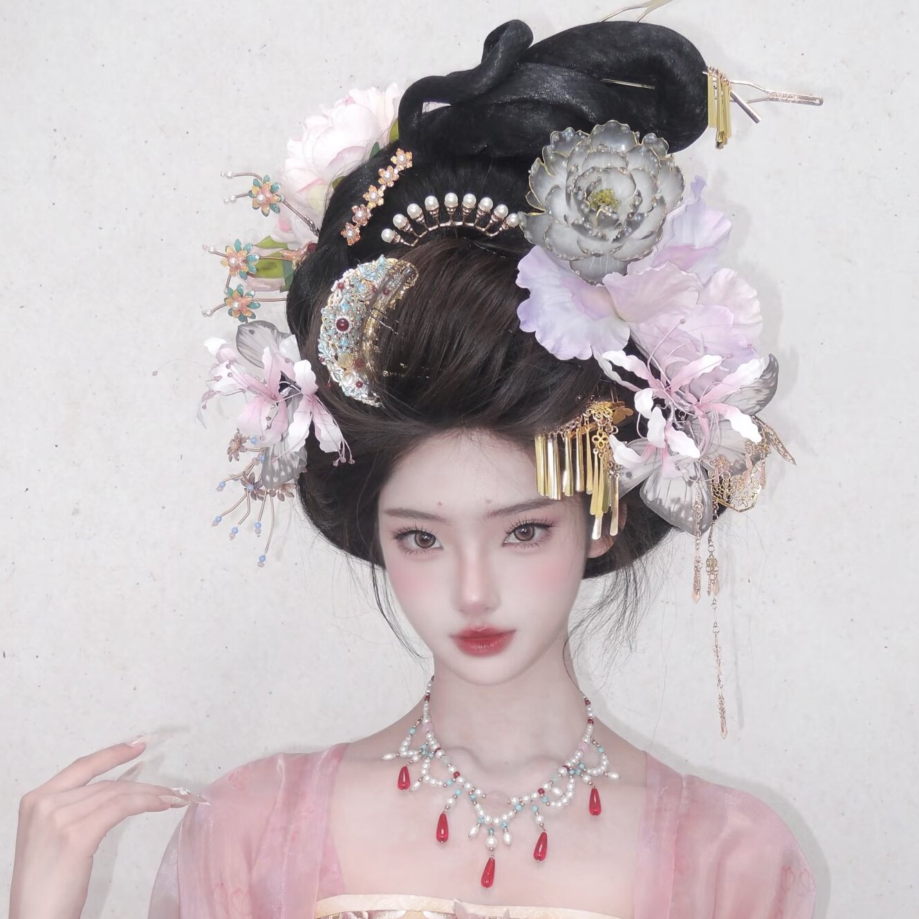 大唐风牡丹贵妃妆造异域风流苏花朵发夹簪子古风汉服发饰配饰影楼,饰品/流行首饰/时尚饰品新,发饰,淘宝优惠券,粉丝福利购,淘宝优惠卷