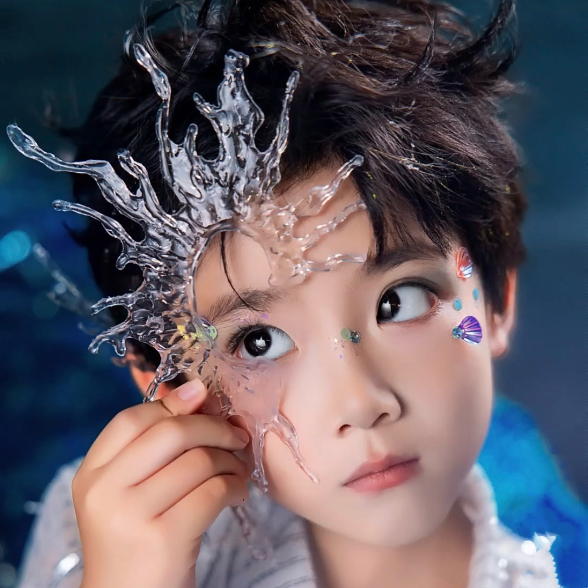 儿童透明人鱼耳饰水滴头饰耳挂