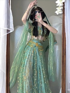 印度舞演出服女茉莉公主cos服饰异域风情服装西域舞姬肚皮舞新款