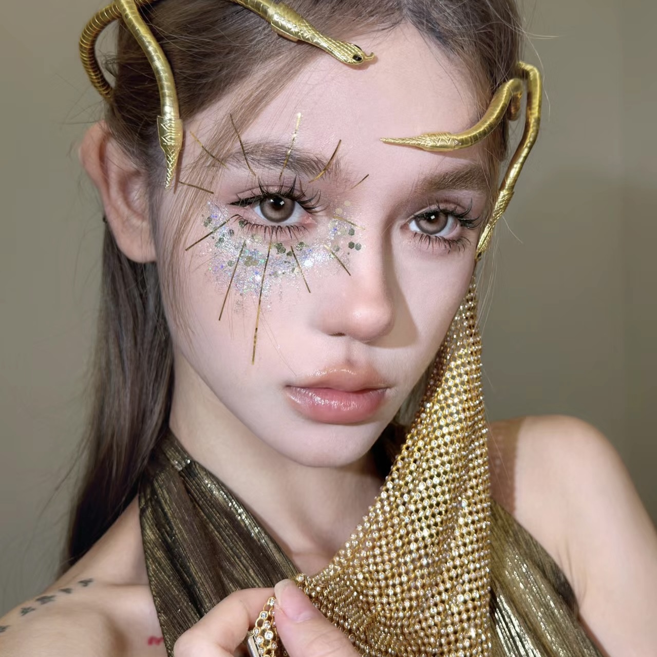 埃及艳后发箍合金异域风金色面帘