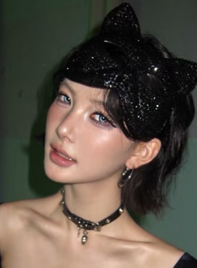 万圣节cos假面女郎满钻猫头面具