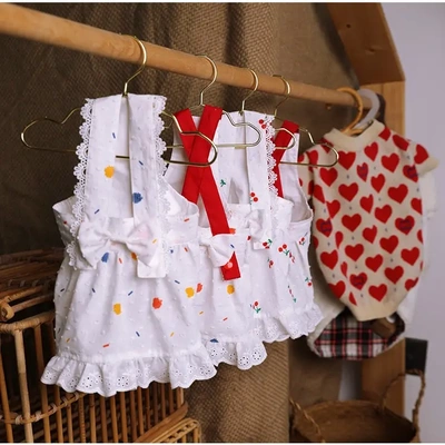 IBEANS宠物纯棉连衣裙樱桃狗狗衣服夏季公主吊带猫咪小型犬比熊批