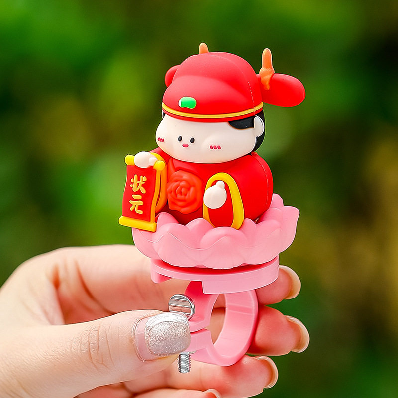 国潮小财神文曲星公仔电动车装饰品自行车摆件后视镜摆饰骑行配饰