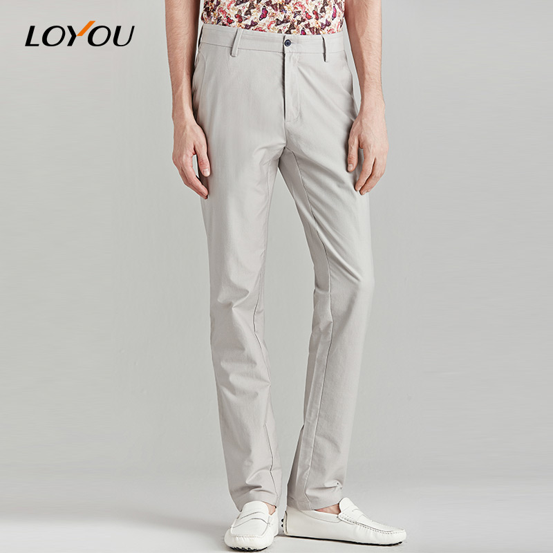 LOYOU夏青年直筒男裤修身弹力长裤子YKK拉链潮流休闲裤在类目 男装, 休闲裤中 - 来自Buy2taobao.com提供专业的淘宝代购服务