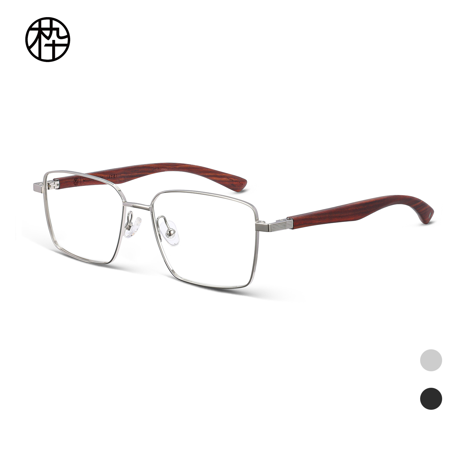 木九十专柜正品MJ12FN1018时尚金属方框实木腿眼镜框架男高档复古