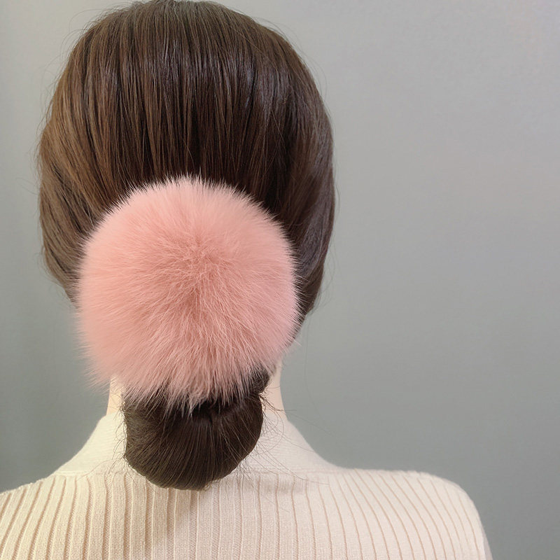气质狐狸毛发圈大号毛球头绳女韩国时尚百搭毛绒绒皮筋秋冬发绳