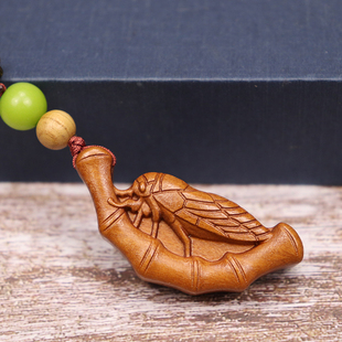 桃木雕一鸣惊人知了车钥匙扣挂饰木质竹子蝉礼品挂件闺蜜生日礼物