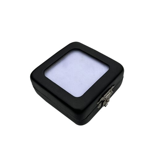 高档黑皮裸石盒方形钻石盒玻璃面彩宝石展示盒透明天窗首饰戒面盒