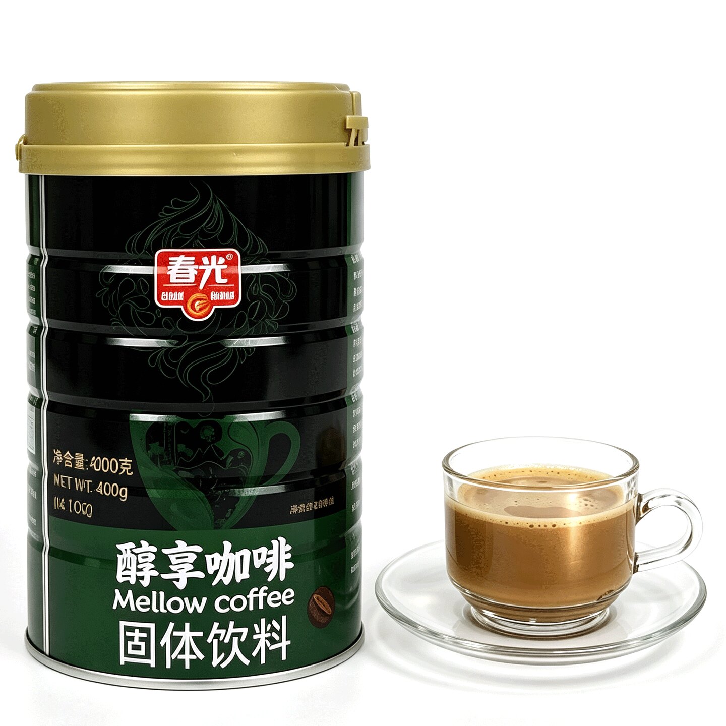 海南特产春光醇享咖啡400g罐装速溶咖啡粉下午茶咖啡