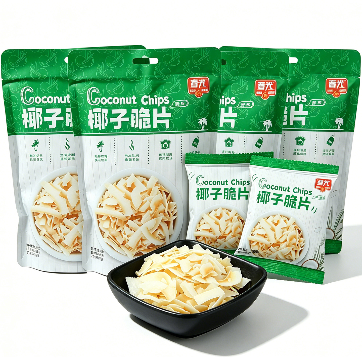 海南特产春光椰子脆片60g*4袋 独立小袋 烘烤椰子肉片果干零食