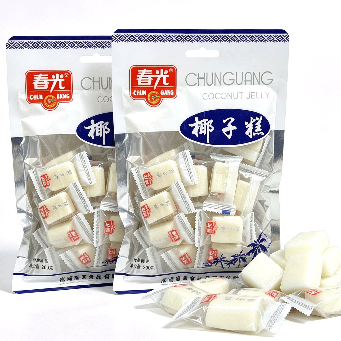 海南特产春光食品椰子糕200克X2袋 椰子软糖海南小吃三亚休闲零食
