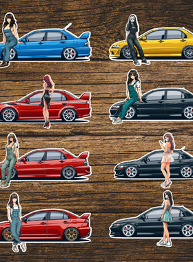 定制贴纸适用三菱经典传奇 Lancer Evolution汽车侧面贴纸 7163