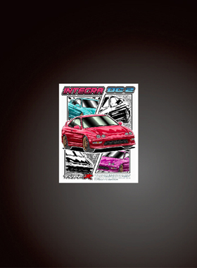 汉魂贴纸适用于红色本田 Integra Type R DC2 漫画风格 7810