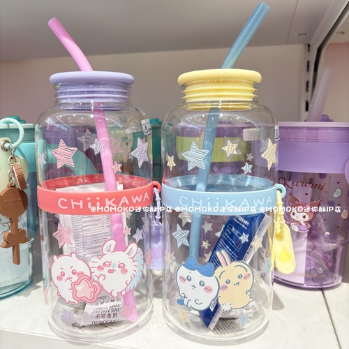 miniso名创优品chiikawa高硼硅玻璃吸管杯可爱卡通吉伊卡哇喝水杯