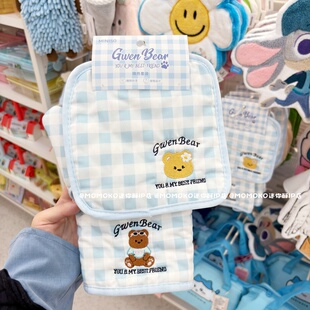 miniso名创优品GWEN BEAR奶油小熊隔热防烫手套可爱加油夹棉餐垫