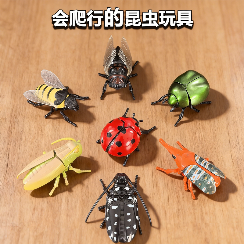 发条甲虫有翅昆虫仿真玩具可动蜜蜂知了蚂蚱趣味儿童玩具礼物套装