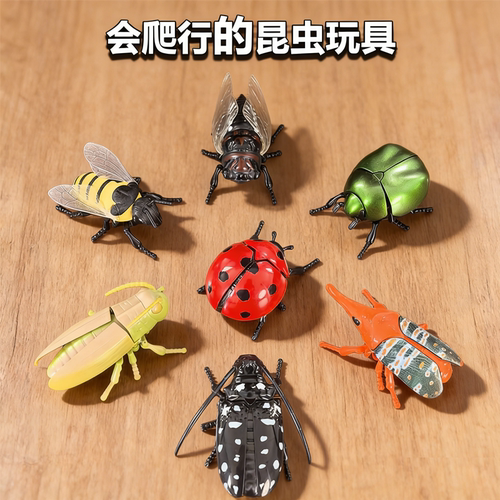 发条甲虫有翅昆虫仿真玩具可动蜜蜂知了蚂蚱趣味儿童玩具礼物套装