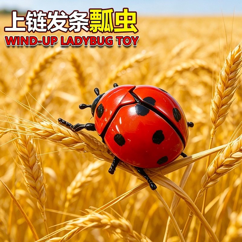 会跑的七星瓢虫仿真甲壳虫上弦上链条小玩意解压儿童发条玩具礼物