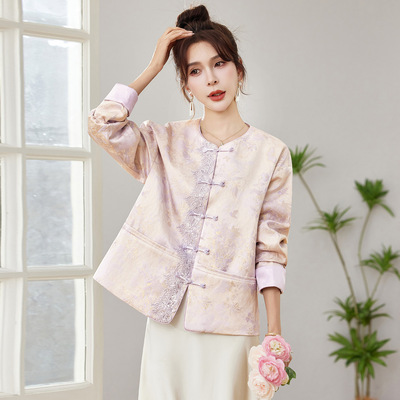 2026春新款女装时尚超好看气质圆领百搭新中式国风外套女GE62316