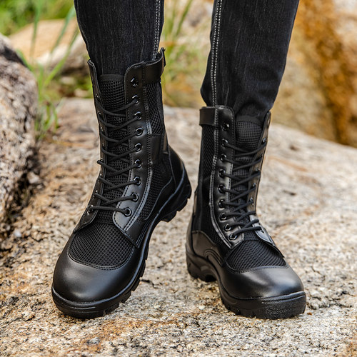 透气作战靴男户外网眼保安靴