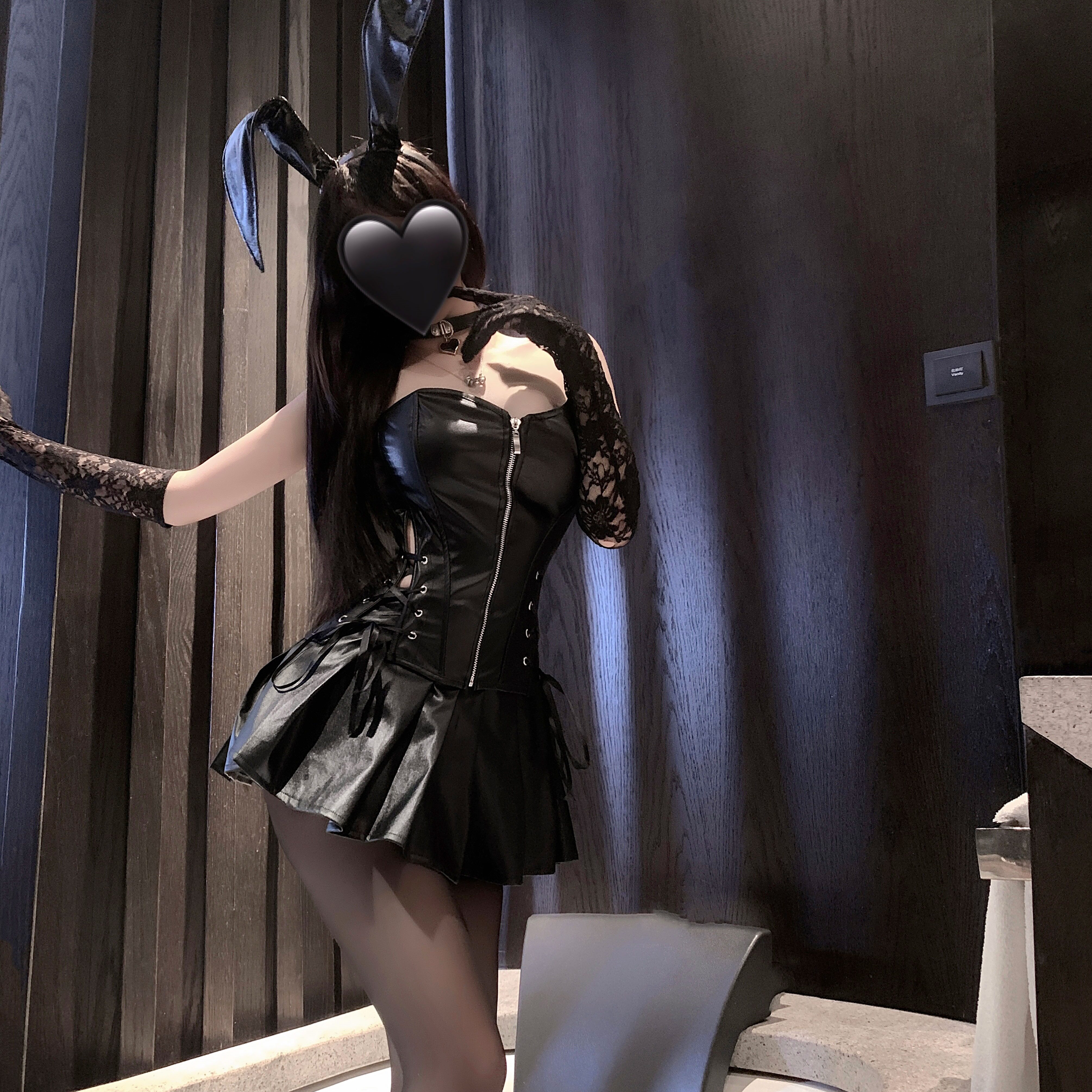 狩猎女王*性感漆皮万圣节诱惑兔女郎制服cosplay夜店御姐情调皮裙