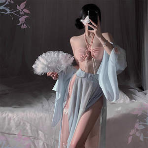 氛围感清冷汉服套装性感开叉古装