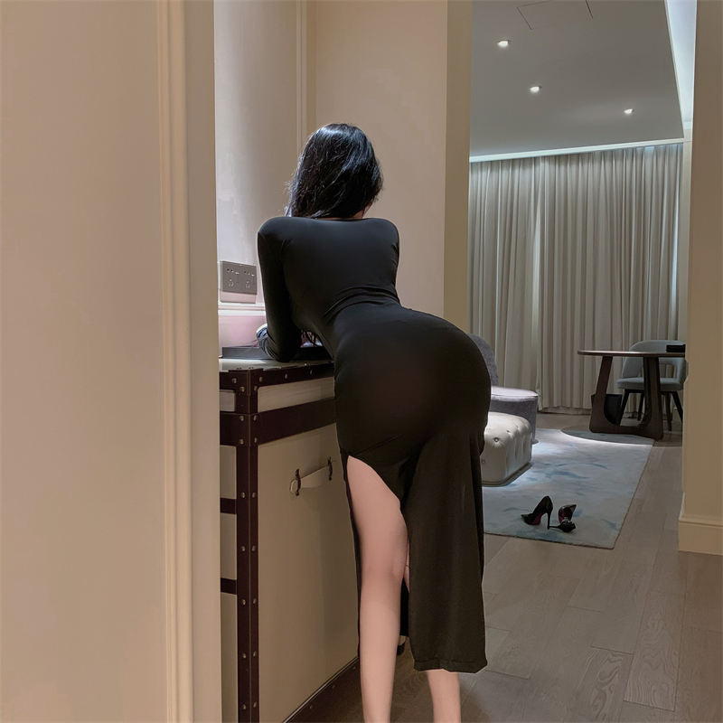 小妈感包臀连衣裙情调性感纯欲
