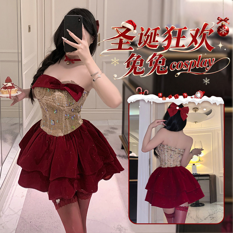 圣诞装主题服装法式性感连衣裙