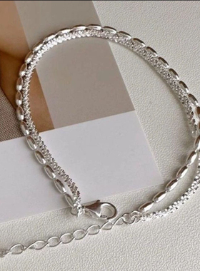 S925纯银双层满天星手链女转运珠高颜值简约百搭冷淡风闺蜜手饰