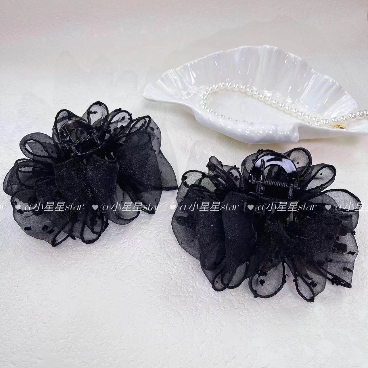 满天星泡泡抓夹亚克力发饰气质复古百搭欧根纱黑色盘发鲨鱼夹,饰品/流行首饰/时尚饰品新,发饰,淘宝优惠券,粉丝福利购,淘宝优惠卷