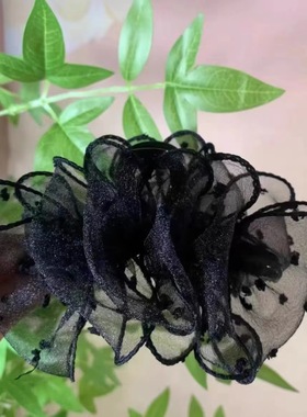 抓夹女高级感2005年新款黑天鹅欧根纱泡泡纱抓夹发量少后脑勺发夹