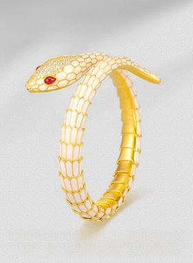v金高版本命年新款铜镀金灵蛇形手环礼物送女友高级感白蛇手镯女