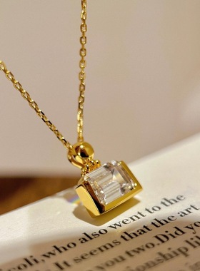 v金高版金色香水瓶吊坠项链小众精致简约时尚镶钻气质款锁骨链