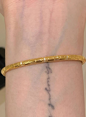 高品质v金材质不掉色灵蛇素圈手镯高级感时尚潮流个性百搭饰品