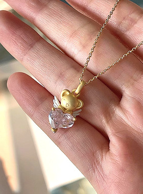 v金材质百变小樱立体小可周边项链女2024新款小众卡通爱心吊坠