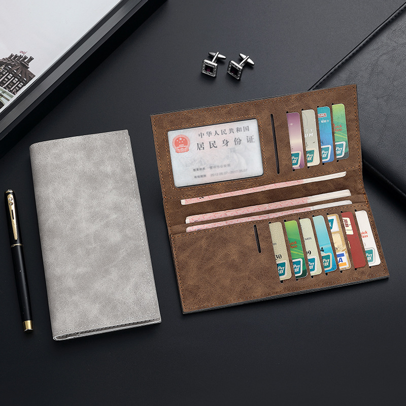 男士钱包长款超薄青年多卡位休闲皮夹卡包日韩潮学生个性复古钱夹