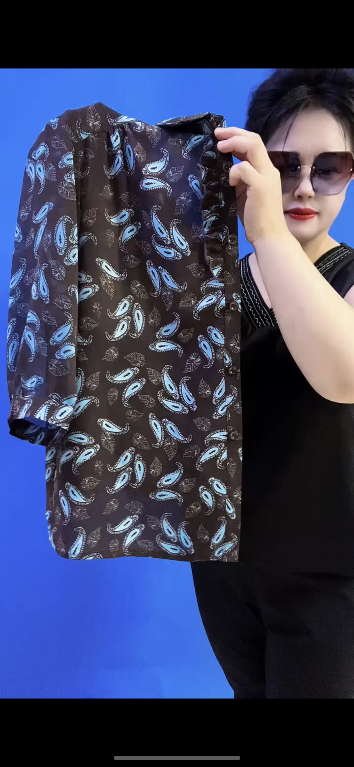 2026夏季新款印花衬衫时尚妈妈女修身显瘦气质洋气上衣百搭小衫