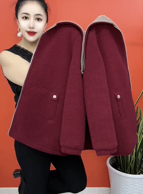 2025秋冬新款时尚休闲加厚保暖外套女洋气大码宽松上衣短款夹克