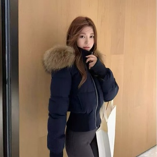 韩系收腰短款棉服女2026年新款加厚大毛领显瘦棉衣小个子冬季外套