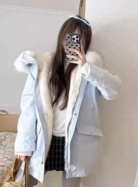 韩系大毛领派克服女冬季加厚外套
