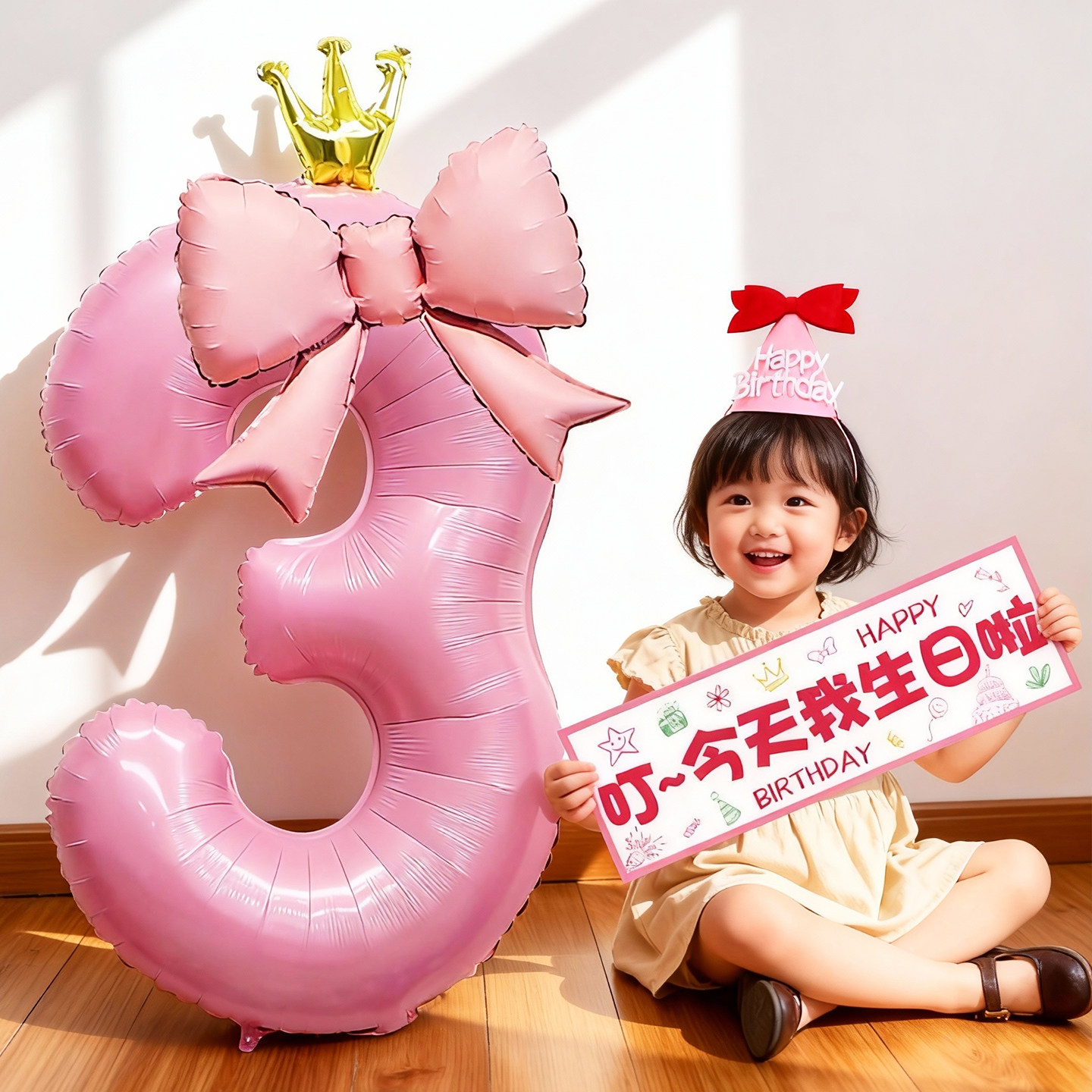 粉色数字气球生日快乐布置场景装饰儿童宝宝仪式感小女孩拍照道具,节庆用品/礼品,气球,淘宝优惠券,粉丝福利购,淘宝优惠卷