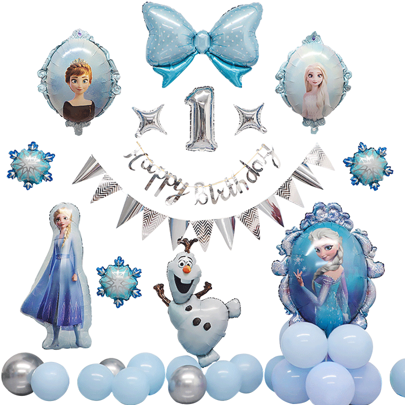冰雪奇缘艾莎公主生日气球装饰