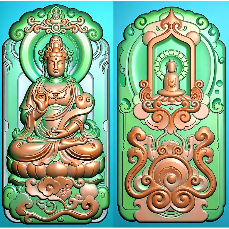 新款观音佛正装仿古牌